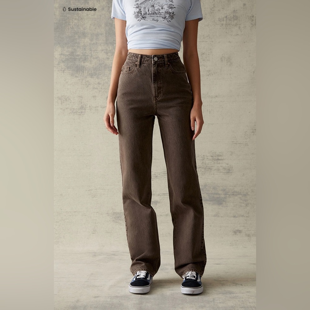 NWT Brown 90s Boyfriend Baggy Straight Jeans